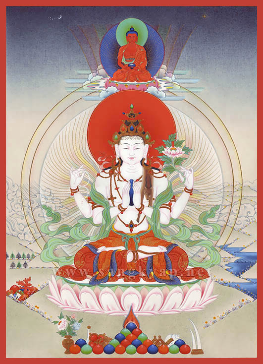 Thangka painting of Avalokiteśvara - Yoji Nishi