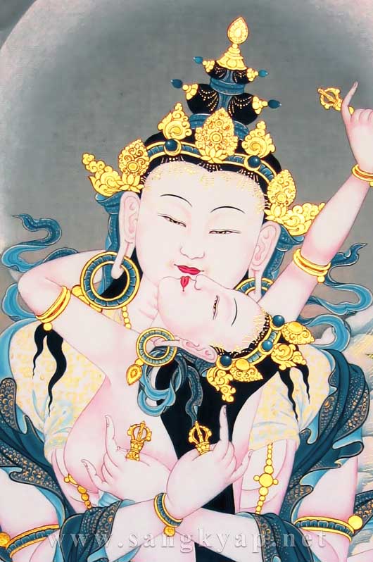 Embracing his consort