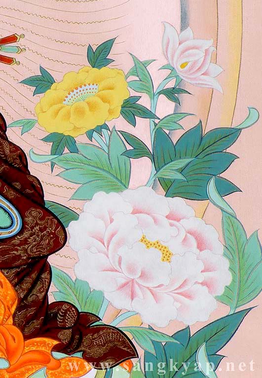 無数の細い線による花の暈し部分