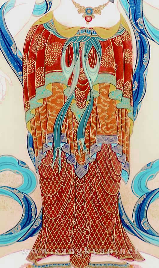 截金の技法による衣部分